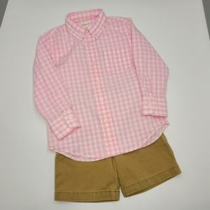 Crewcuts pink button down and Gap shorts size 2
